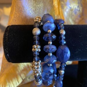 Trio of blue crystal bracelets